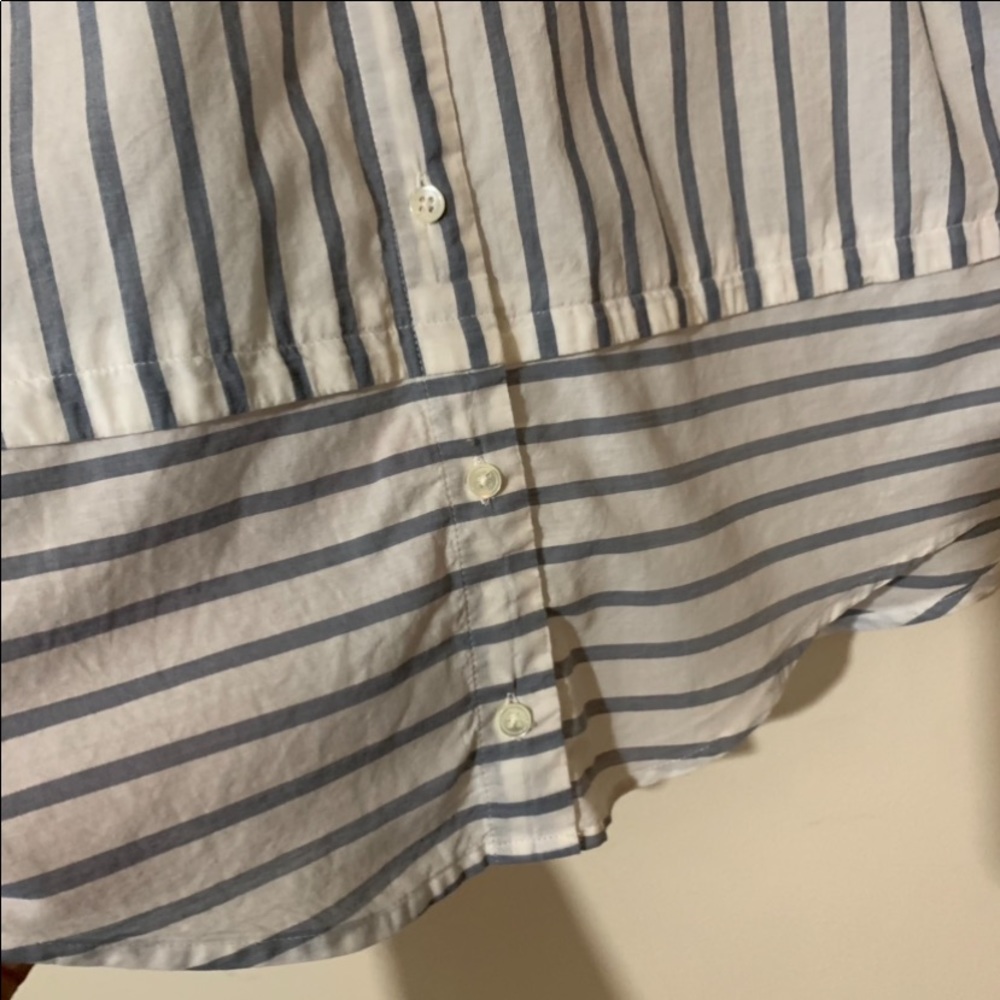 PAIGE White and Blue Striped Button Down Shirt - Picture 9 of 13